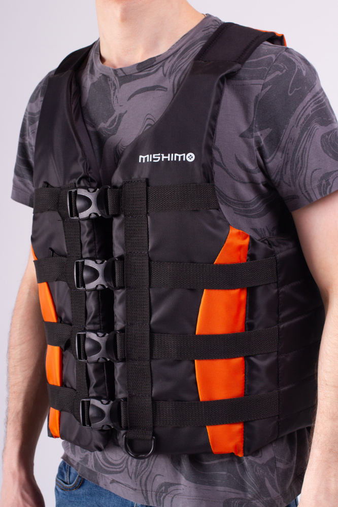 Жилет спасательный MISHIMO PRO Премиум качества Черно-оранжевый в Белгороде