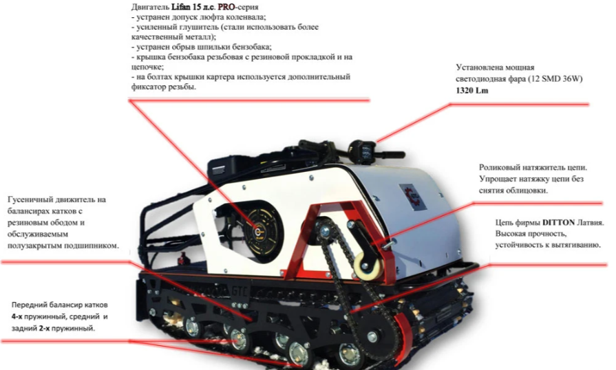 Мотобуксировщик БТС «STANDART PRO»  500/15 э/зап. LIFAN PRO(216 Ватт) в Белгороде