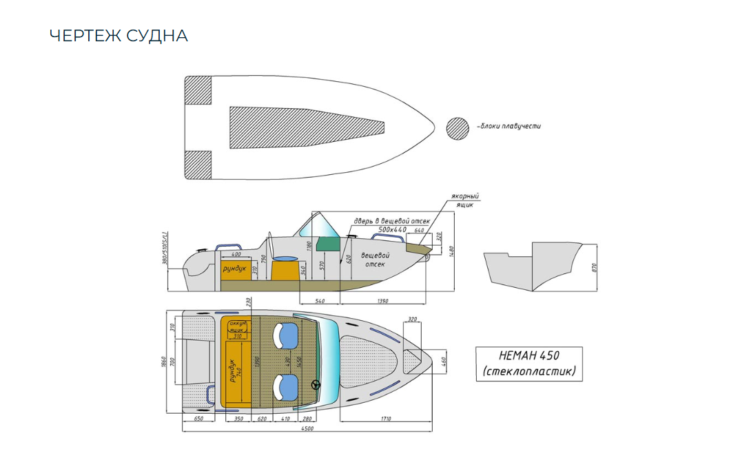Стеклопластиковый катер Neman-450 в Белгороде